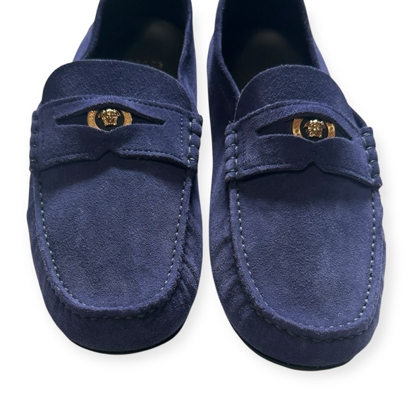 Versace Medusa Suede Penny Drivers - Picture 9 of 12